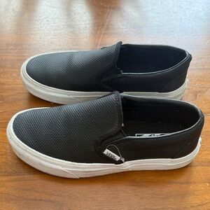 Vans Black Perforated Leather Slip-On Shoes Women Sz. 6.5 Kids sz. 5 Nordstrom